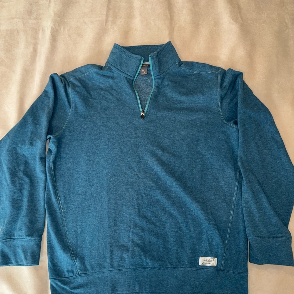 Eddie Bauer Men's Teal Zip-Up Sweater